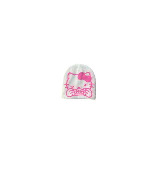 white kitty Beanie